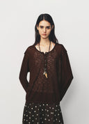 Chocolate Brown Henley U Neck Knit Two Piece Set