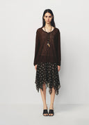 Chocolate Brown Henley U Neck Knit Two Piece Set