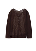 Chocolate Brown Henley U Neck Knit Two Piece Set