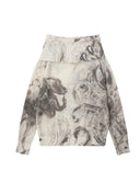 Intellectual Ink Wash Print One Shoulder Knit Top