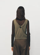 Army Green Vest Knit Two Piece Set