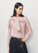 Pink Little Bamboo Horse Knit Cropped Cardigan