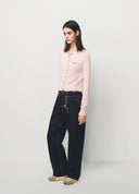 Pink Little Bamboo Horse Knit Cropped Cardigan