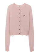 Pink Little Bamboo Horse Knit Cropped Cardigan