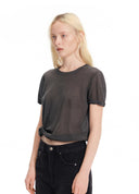 Twist Detail Sheer Knit Top