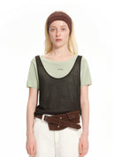 Avocado color-block layered pullover knit