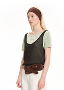 Avocado color-block layered pullover knit