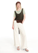 Avocado color-block layered pullover knit