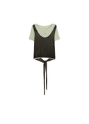 Avocado color-block layered pullover knit