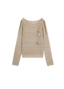 Cut-Out Shoulder Knit Sweater