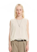 Off-white mist-texture bubble sleeveless knit