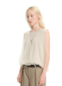 Off-white mist-texture bubble sleeveless knit