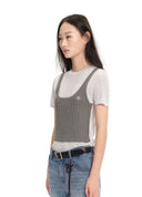 Cooling color-block layered knit sweater