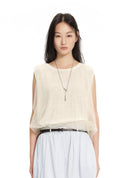 Yellow mist-texture bubble sleeveless knit