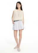 Yellow mist-texture bubble sleeveless knit