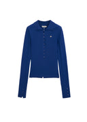 Klein Blue Button-Detail Polo Knit
