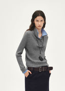 Contrast Polo Knit Sweater