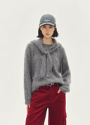 Hooded Scarf Decor Sweater