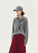 Hooded Scarf Decor Sweater