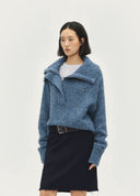 Zip-Front High-Neck Sweater