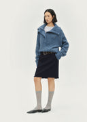 Zip-Front High-Neck Sweater