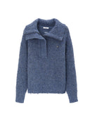 Zip-Front High-Neck Sweater