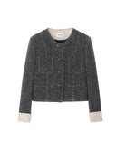 Elegant Turn Up Sleeve Crewneck Short Jacket