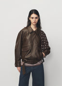 Polka Dot Scarf Detail Bomber Jacket