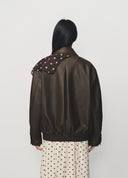 Polka Dot Scarf Detail Bomber Jacket