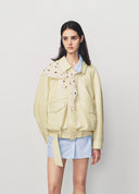 Polka Dot Scarf Detail Bomber Jacket