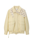 Polka Dot Scarf Detail Bomber Jacket