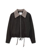 Detachable Knit-Collar Layered Drawstring Jacket