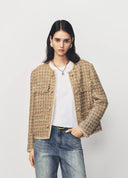 Gold Silver Thread Tweed Style Knit Jacket