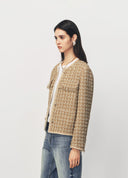 Gold Silver Thread Tweed Style Knit Jacket
