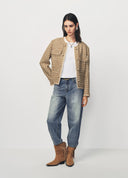 Gold Silver Thread Tweed Style Knit Jacket