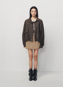 Vintage Brown Coffee Plaid Stand Collar Jacket