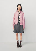 Vintage Nostalgic Pink Denim Stand Collar Jacket