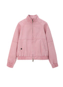 Vintage Nostalgic Pink Denim Stand Collar Jacket