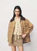 Earth Yellow Denim Jacket with Detachable Knit Collar