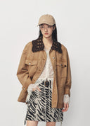 Earth Yellow Denim Jacket with Detachable Knit Collar