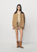 Earth Yellow Denim Jacket with Detachable Knit Collar