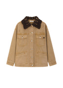 Earth Yellow Denim Jacket with Detachable Knit Collar