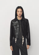 Classic Black Cropped Slim Fit Leather Jacket