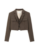 Faux Layered Cropped Tailored Vest