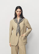 Khaki Scarf Shawl Brushed Tailored Blazer