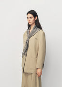 Khaki Scarf Shawl Brushed Tailored Blazer