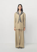 Khaki Scarf Shawl Brushed Tailored Blazer