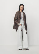 Brown Coffee Old Money Style Suit with Floral Bud Detail