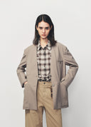 Beige Pink Single Breasted Collarless Blazer