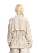 Linen-feel drawstring jacket